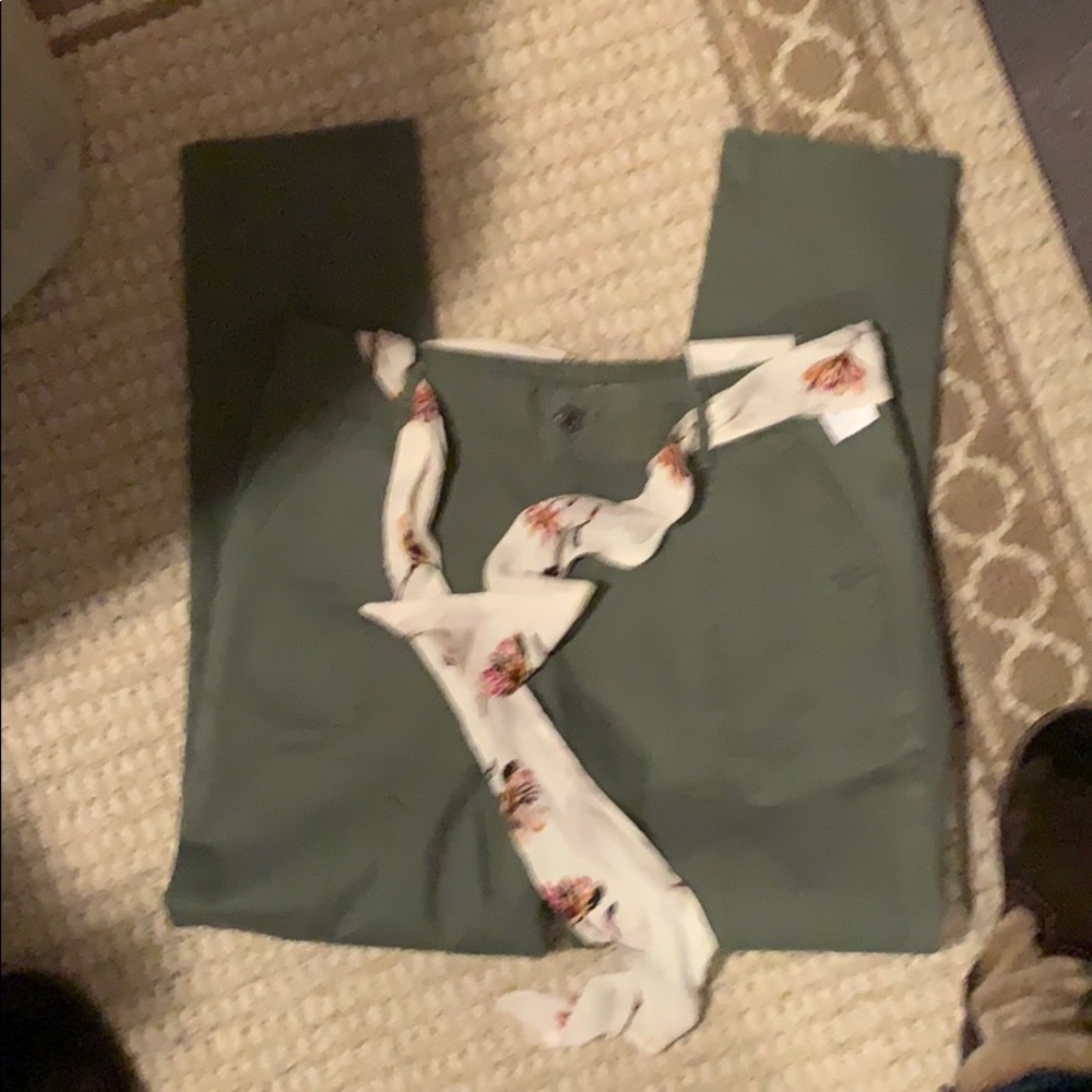 Olive green pants with tie